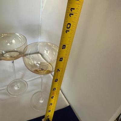 BUY IT NOW! $25 SET OF 23 Irridescent Canary Crystal Glasses includes 7 large wine, 5 small wine, 5 Champagne, 6 Cordials few more pictures