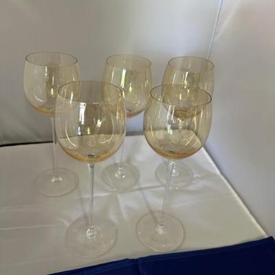 BUY IT NOW! $25 SET OF 23 Irridescent Canary Crystal Glasses includes 7 large wine, 5 small wine, 5 Champagne, 6 Cordials few more pictures
