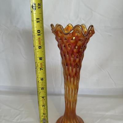 Buy it NOW! $20 Antique Fenton Carnival Glass Vase 11"t x 3.5"