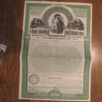 Chicago & St. Louis Railroad stock certificate 