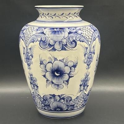 Hand Painted Blue & White Porcelain Vase, Portugal
