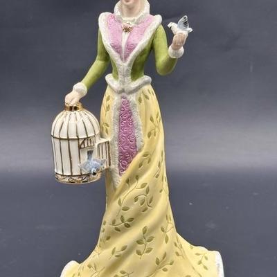 Figurine of Lady w/ Birdcage & Birds