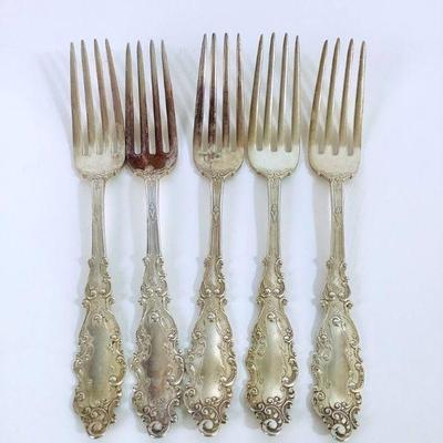 LISU201 1893 Gorham Sterling Forks #2	Set of 6 sterling forks, Luxembourg pattern.
