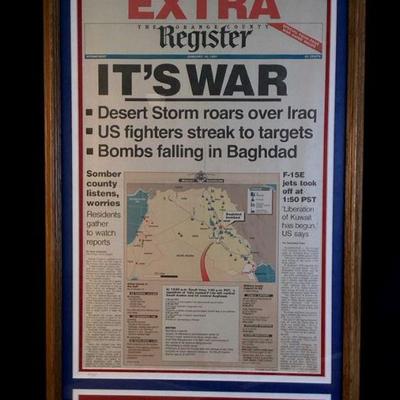 SHBR963 "IT'S WAR" Newspaper Print	Jonathan-Grey & Associates Certified special edition front page of the Orange...