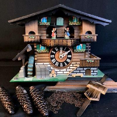 HEBA959 Vintage Swiss Chalet Cuckoo Clock	Cuendent 3741-42, Germany. Dissembled hanging parts, unknown if it is in working condition....