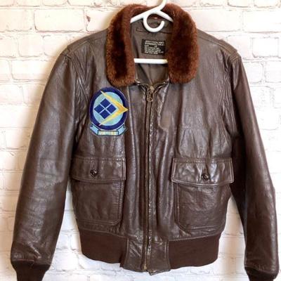 NOBE904 Vintage Flying Man's Jacket	Size 42, Martin Lane CO. leather bomber jacket. Intermediate type G1, VA-146. 22.5" L x...
