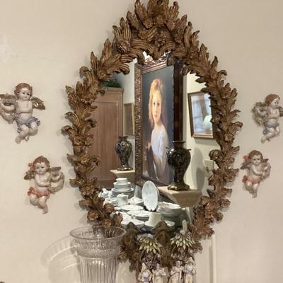 Carved wood mirror