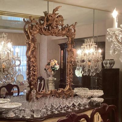 LaBarge chippendale style gilt and pickled finish mirror