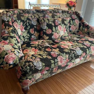 Vintage custom upholstered settee from Harrods