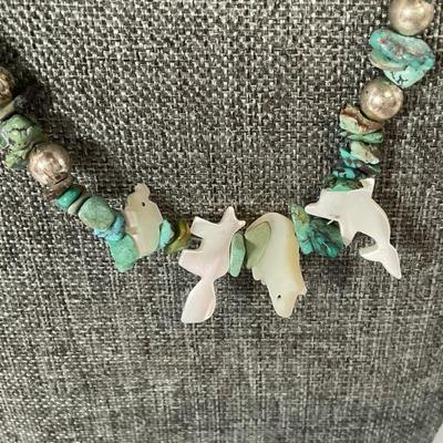 Sterling Turquoise Mother of Pearl Necklace