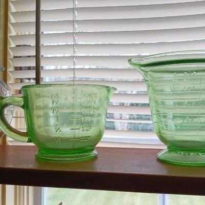 Depression glass measuring cups