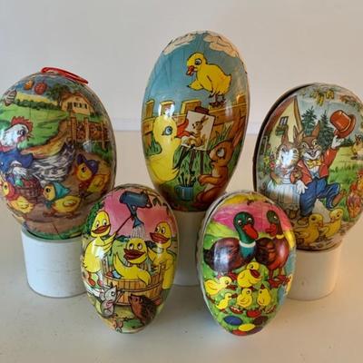 Vtg. German paper mache Easter candy containers