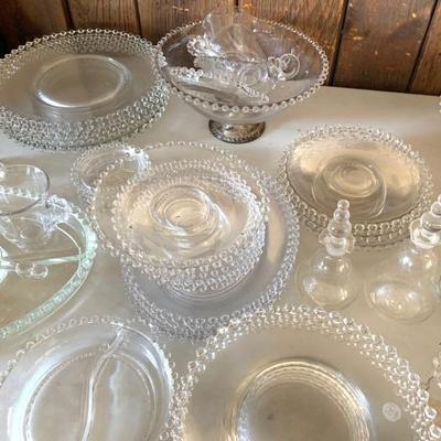 6 ft. table full of candlewick glassware