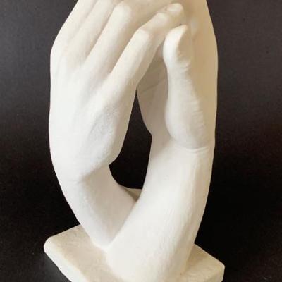Italian resin hands sculpture, ht. 12 1/2â€