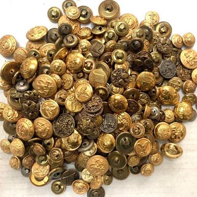 Large collection of antique brass buttons, appox. 2,500 from The Cheshire Button Co./ Ball  & Socket Mfg. Co.
