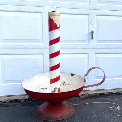 Large vtg. steel Christmas candle w/ electric light