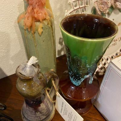 James Bean pottery, Liquor bottle, ceramic Vase, Dart Vallanus, Fait main, Potters Lamp by Nichols