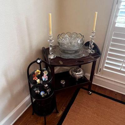 Tea Trolley, EAPG Punch Set, Pie STand, FF Butterflies