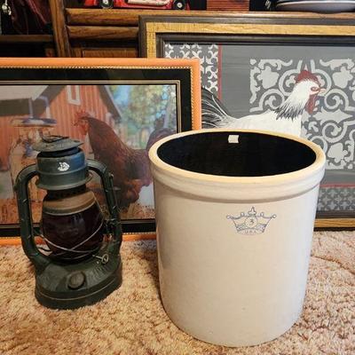 Wizard lantern, 3 gallon stoneware crock
