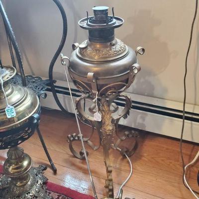 Ornate tall oil lamp
