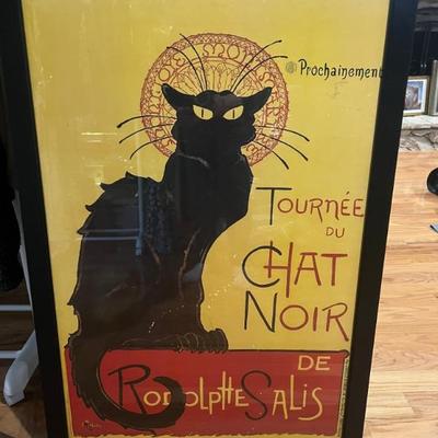 Large 39x27” Chat Noir Print, Slightly Used Condition $50.00