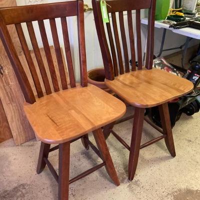 Pair of High Top Wooden Chairs 