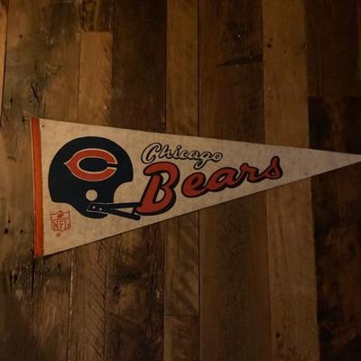 Vintage Chicago Bears 2 Bar Helmet Pennant Flag Banner Football NFL 