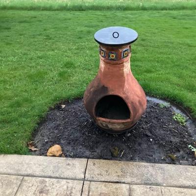 Mexican Chimeneas Outdoor Fireplace with Study Stand
