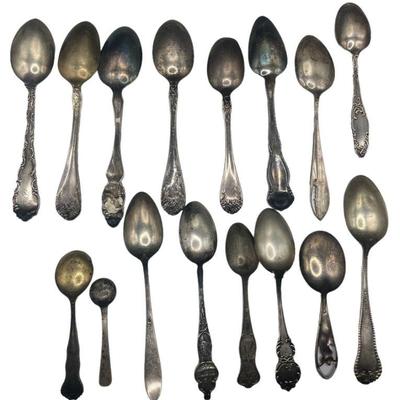 Collection Mostly Sterling Silver Souvenir Spoons
