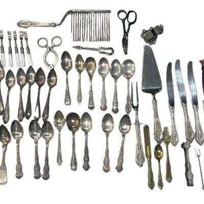 Large Collection Silverplate Flatware, Assorted Articles
