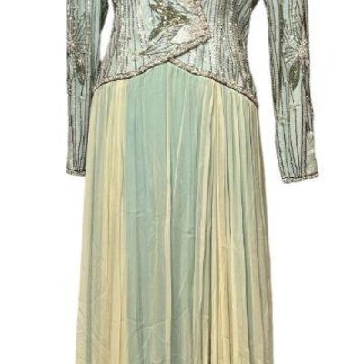 Vintage 1980s BOB MACKIE Beaded Silk Evening Gown