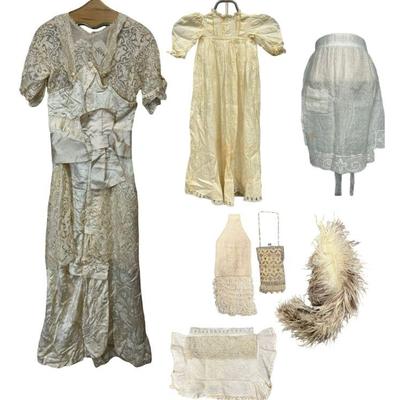 Collection Victorian Women's Dress, Baby Dress, Apron
