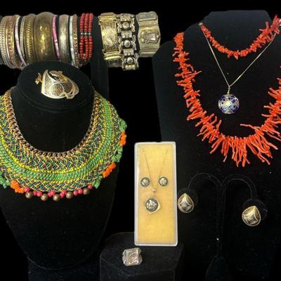 Collection Vintage Asian, Mexican, Coral Jewelry
