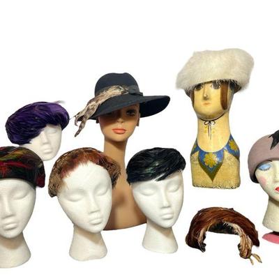 Collection Vintage 1950's -1970's Wool & Feather Women's Hats BETMAR, BLAIR, BOLEMAN
