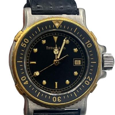 Vintage TIFFANY & CO. 18k Gold Mens Diver Watch

