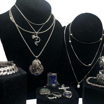 Collection Mostly Sterling Silver, Mexican Sterling, 14k White Gold Vintage Jewelry
