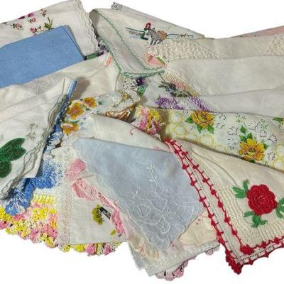 Collection Vintage Embroidered, Crochet Handkerchiefs
