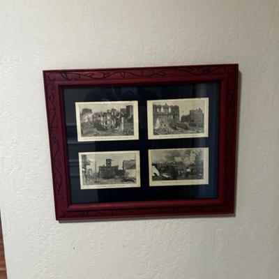 Vintage framed post cards