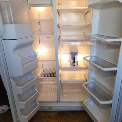 Inside of side by side Kenmore refrigerator