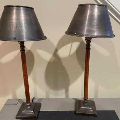 Pair of wood and metal table lamps 20