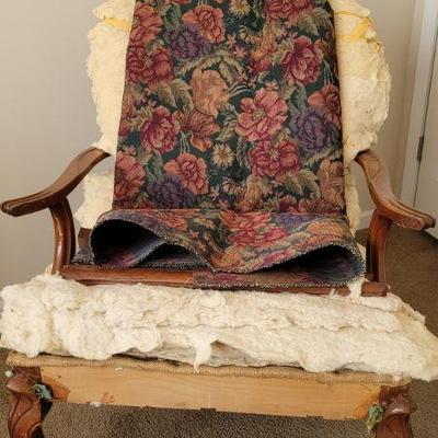 Antique project chair with fabric