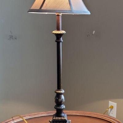 Table lamp with smaller fabric shade