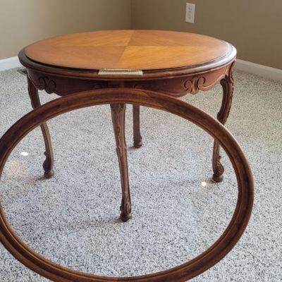 French Style carved leg Tea Table with top removed