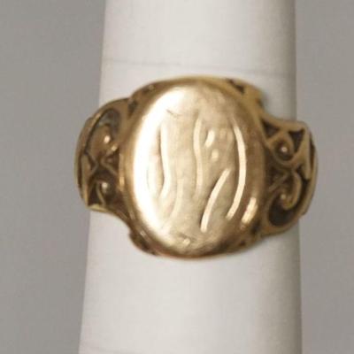1278	GOLD INTIAL RING, SPLIT BAND, SIZE 6 1/2, 4.04 DWT
