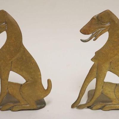 1021	ART DECO BRASS DOG BOOKENDS, EACH APPROXIMATELY 5 IN X 7 1/2 IN H
