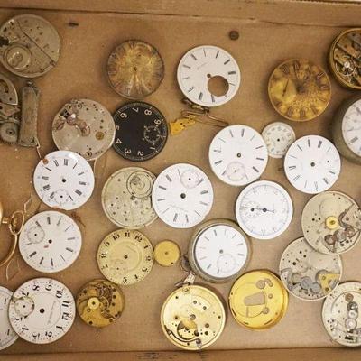 1288	GROUP OF ASSORTED POCKET WATCH MOVEMENTS, PARTS & FACES, ETC
