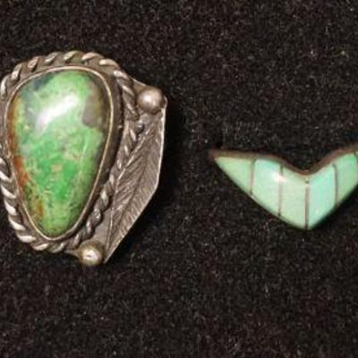 1258	4 TURQUOISE STERLING SILVER RINGS, 1 UNMARKED. 
