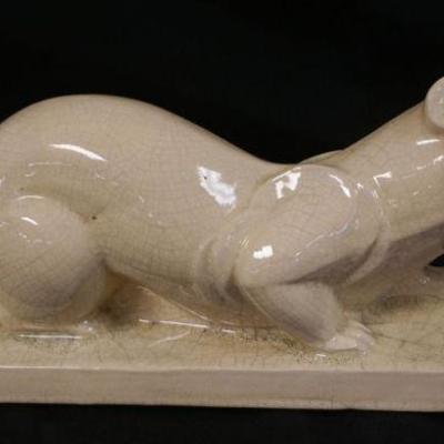 1020	LOUIS FONTINELLE GLAZED POTTERY FIGURE OF A WEASEL, APPROXIMATELY 17 IN X 4 IN X 6 1/2 IN H, SIGNED
