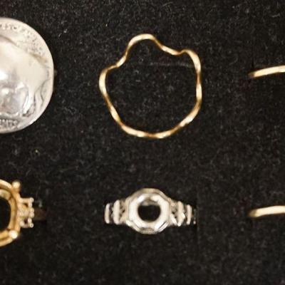 1230	ASSORTED RINGS INCLUDING GOLD FILLED, BUFFALO NICKEL AND MORE
