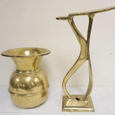 1003	SOLID BRASS SHOE STAND AND BRASS SPITTOON STAND, APPROXIMATELY 15 IN H
